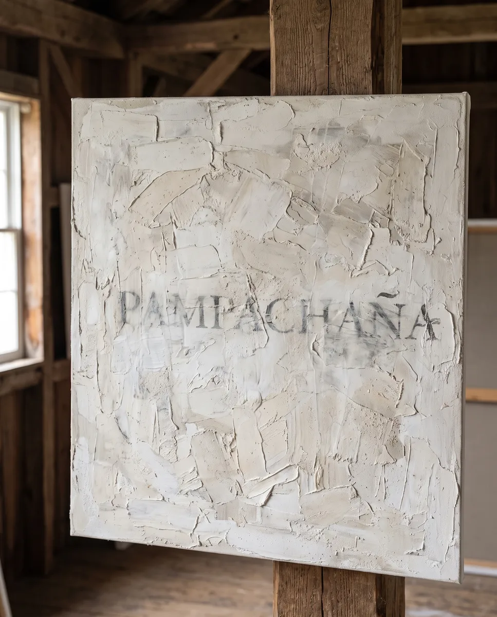 Aymara for Forgiveness, 2024. A word in my mother's language, painted over nineteen times.