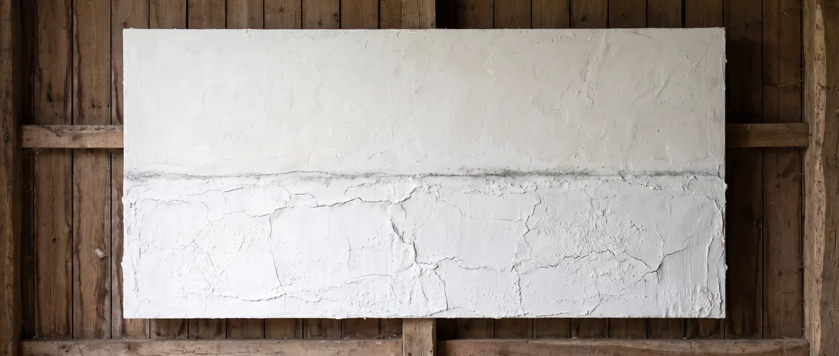 The Quiet After America, 2025. A pale, empty horizon. The first painting I made without a human trace.