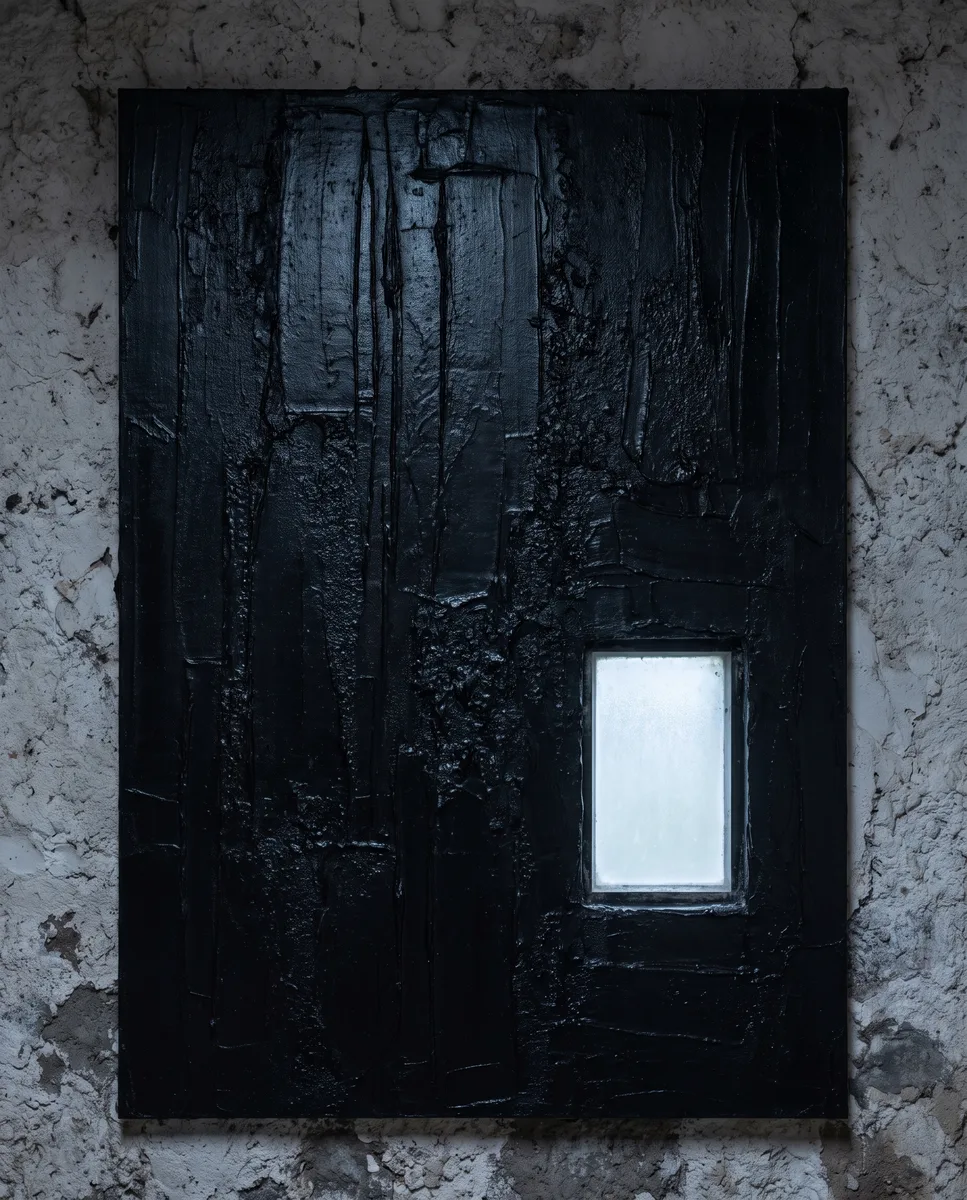 Winter 2009, 2022. Almost all black, with one small window of light. I don't discuss it.